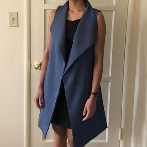 Blue Sleeveless Trench Vest